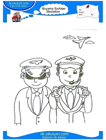Çocuklar İçin Pilot Boyama Sayfaları 